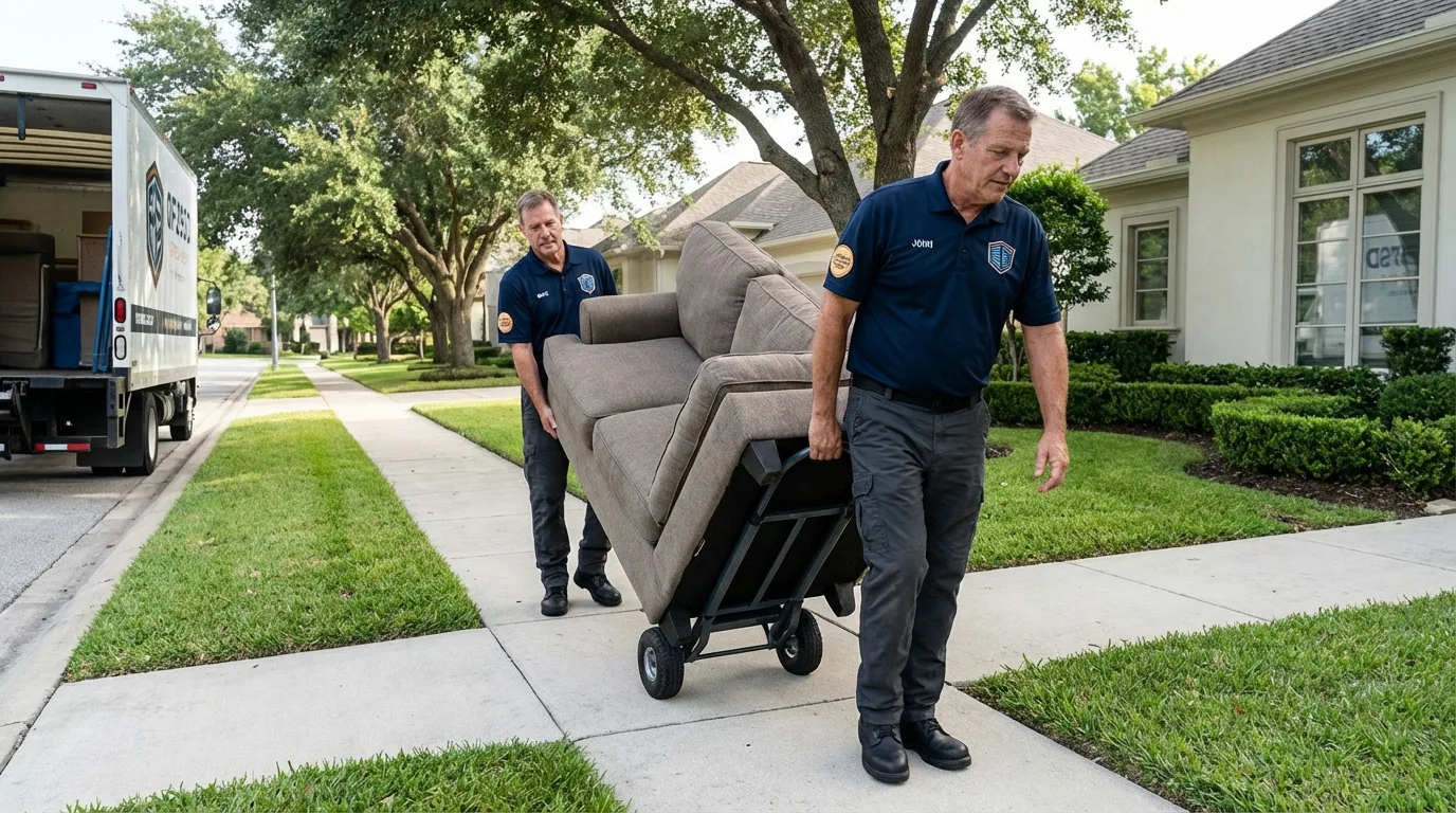 Local residential moving crew loading furniture in Randolph, MA